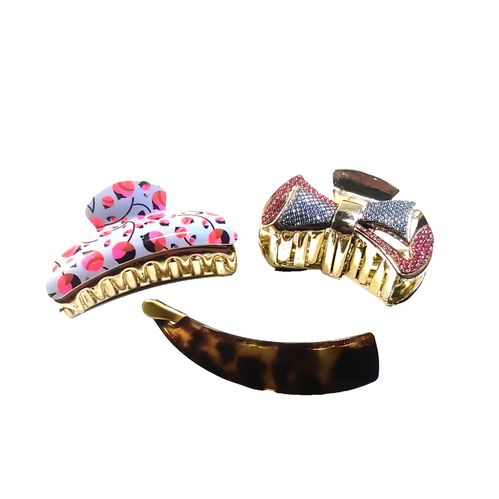 Hair Barrettes Clips Messy Buns Funky Designs Retro